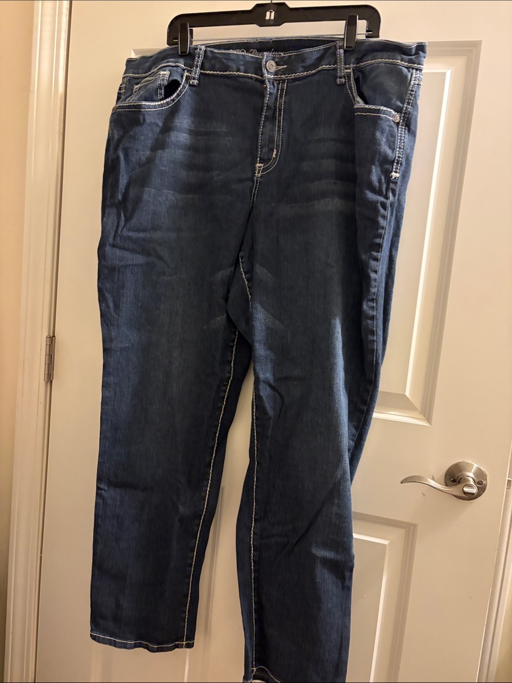 Cato Dark Blue Straight Leg Jeans with Contrast Stitching
